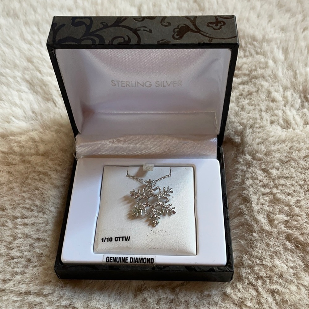 Sterling Silver & Diamond Snowflake Necklace